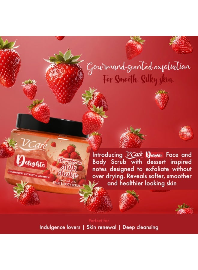 VCare V Care Delight Strawberry Milkshake Face & Body Scrub 500ML - Gentle Exfoliating, Deep Cleansing, Gourmand Fragrance - Image 3